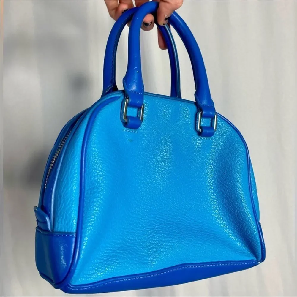 Calvin Klein | small 'Valérie' sleek studio blue faux leather dome satchel bag